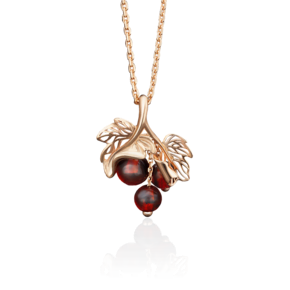Подвеска «Веточка смородины» из красного золота с янтарём 03-2706-00-271-1110-46