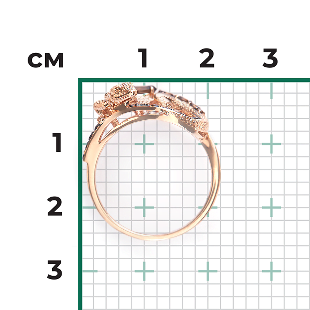 Кольцо «Ящерица» из красного золота с кварцем дымчатым 01-5780-00-202-1110