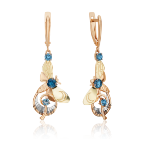 Серьги «Мелодия ночи» с английским замком из комбинированного золота с топазами 02-4862-00-201-1140