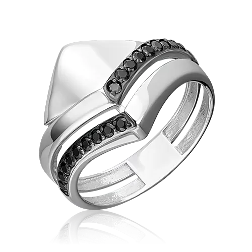 Кольцо из серебра с чёрными фианитами 01-5632-00-402-0200
