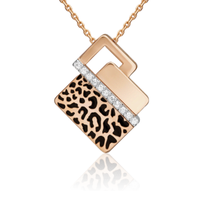 Подвеска с принтом «Леопард» из красного золота с фианитами и эмалью 03-3442-00-401-1110
