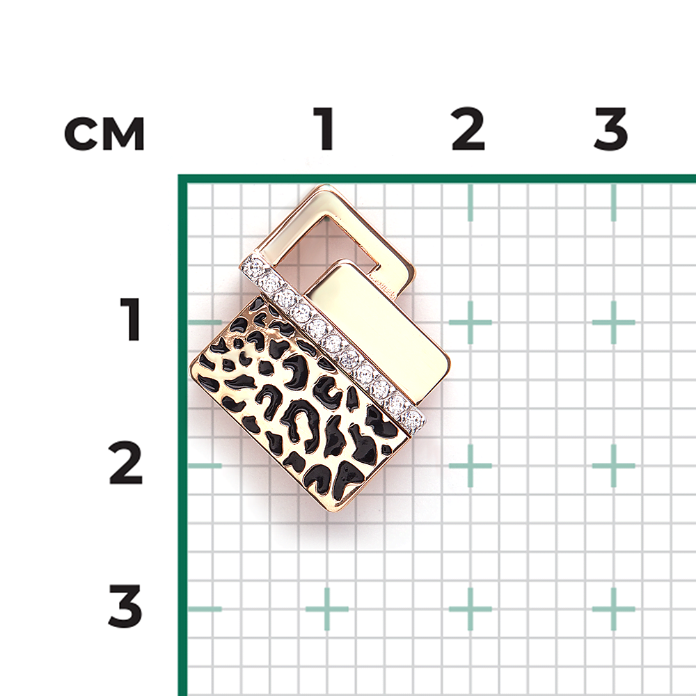 Подвеска с принтом «Леопард» из красного золота с фианитами и эмалью 03-3442-00-401-1110