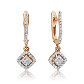 Серьги с английским замком из красного золота с бриллиантами 02-0917-00-101-1110-30