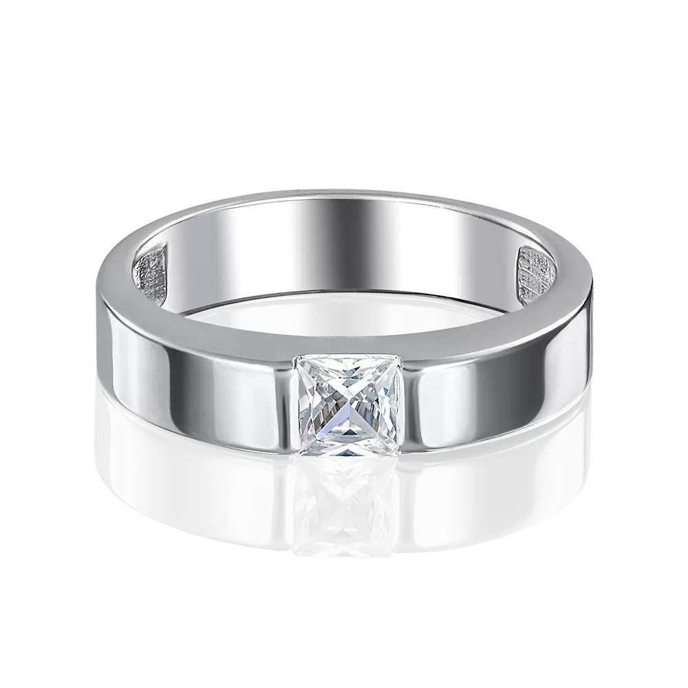 Обручальное кольцо из белого золота с фианитом 01-3340-00-401-1120-03