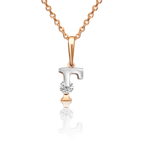 Подвеска «Буква Г» из комбинированного золота с фианитом 03-3119-Г-501-1111-38