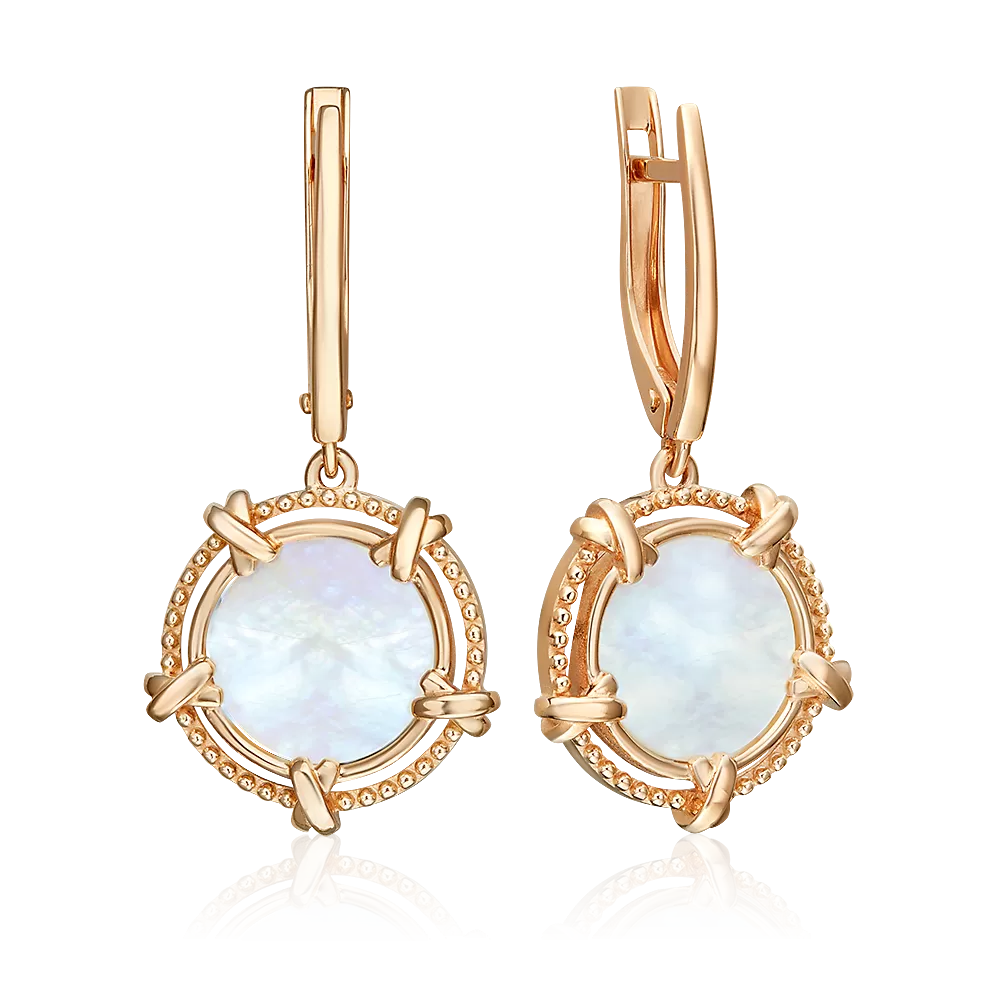 Серьги с английским замком из красного золота с перламутром 02-5454-00-744-1110