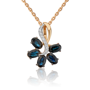 Подвеска из красного золота с сапфирами и бриллиантами 03-0460-00-105-1110-30