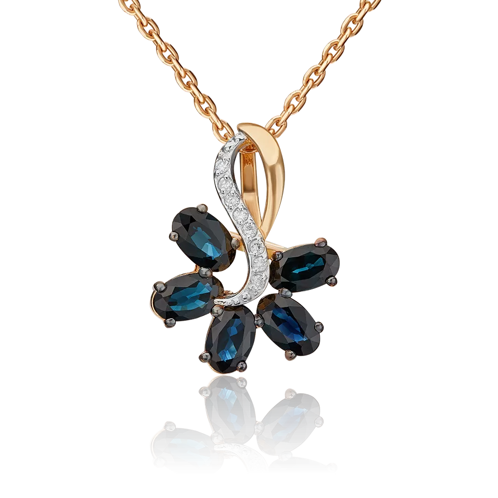 Подвеска из красного золота с сапфирами и бриллиантами 03-0460-00-105-1110-30