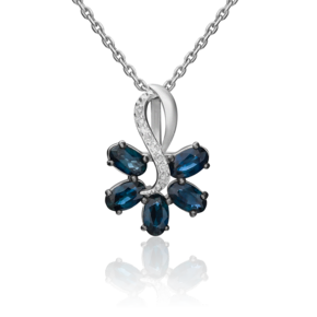Подвеска из белого золота с сапфирами и бриллиантами 03-0461-00-105-1120-30