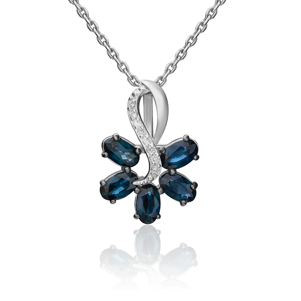 Подвеска из белого золота с сапфирами и бриллиантами 03-0461-00-105-1120-30