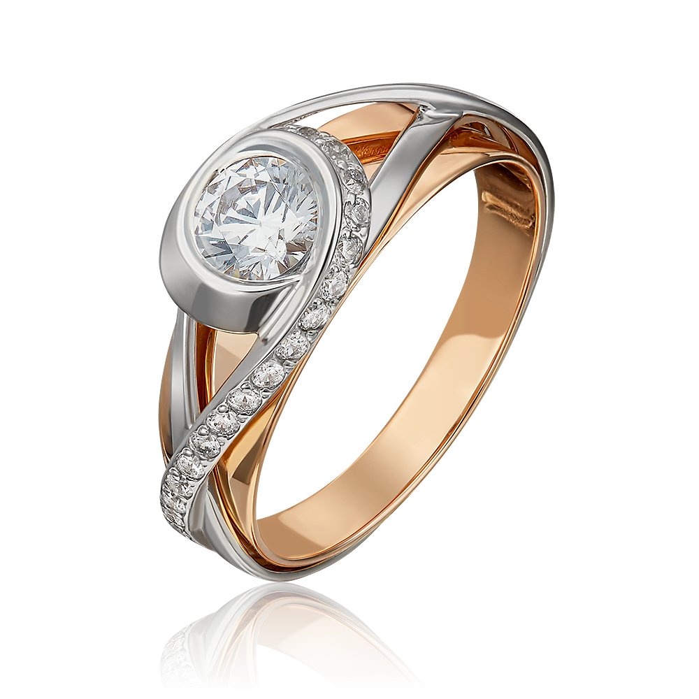 Кольцо из комбинированного золота с фианитами 01-5420-00-501-1111-38