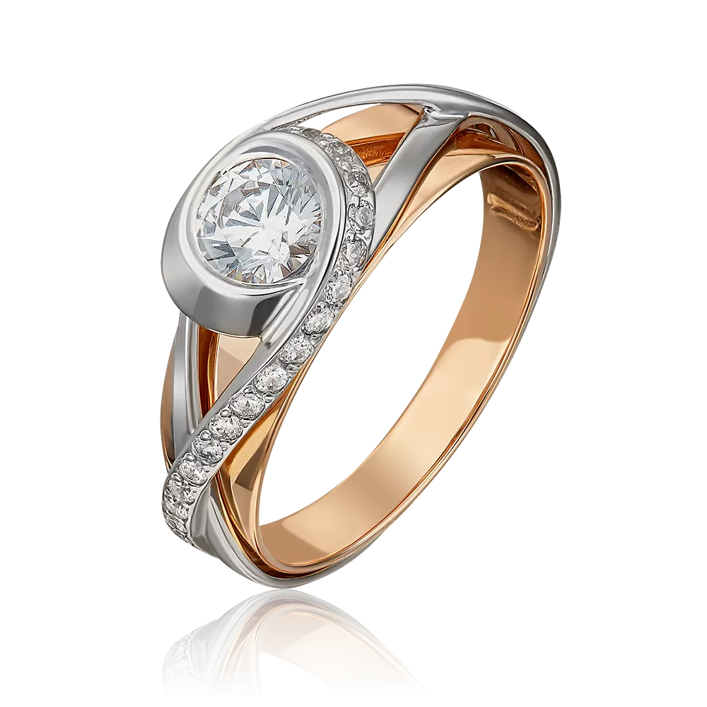 Кольцо из комбинированного золота с фианитами 01-5420-00-501-1111-38