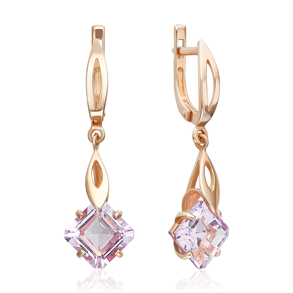 Серьги с английским замком из красного золота с аметистом 02-2977-00-203-1110-46