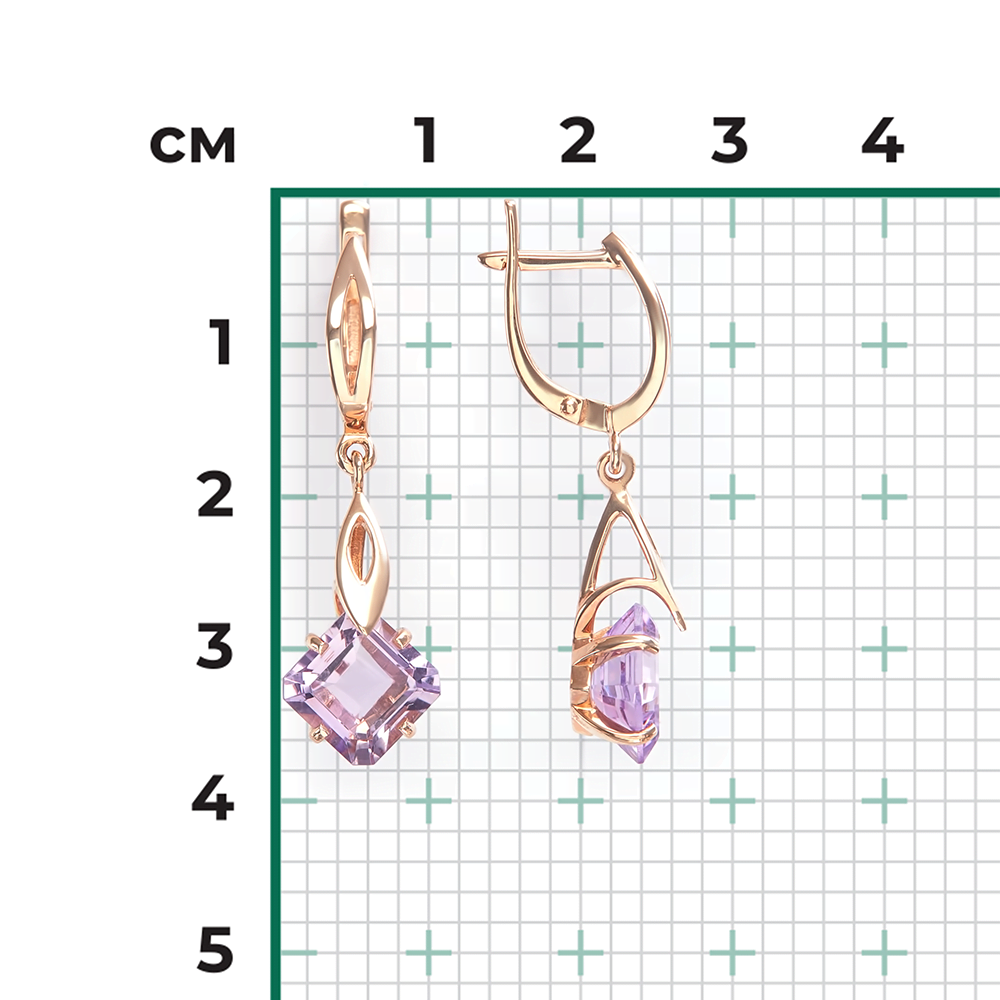 Серьги с английским замком из красного золота с аметистом 02-2977-00-203-1110-46