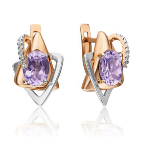 Серьги с английским замком из комбинированного золота с аметистом и натуральными топазами white 02-4405-00-225-1111-57