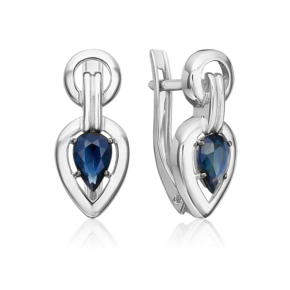 Серьги с английским замком из белого золота с сапфиром 02-5467-00-102-1120