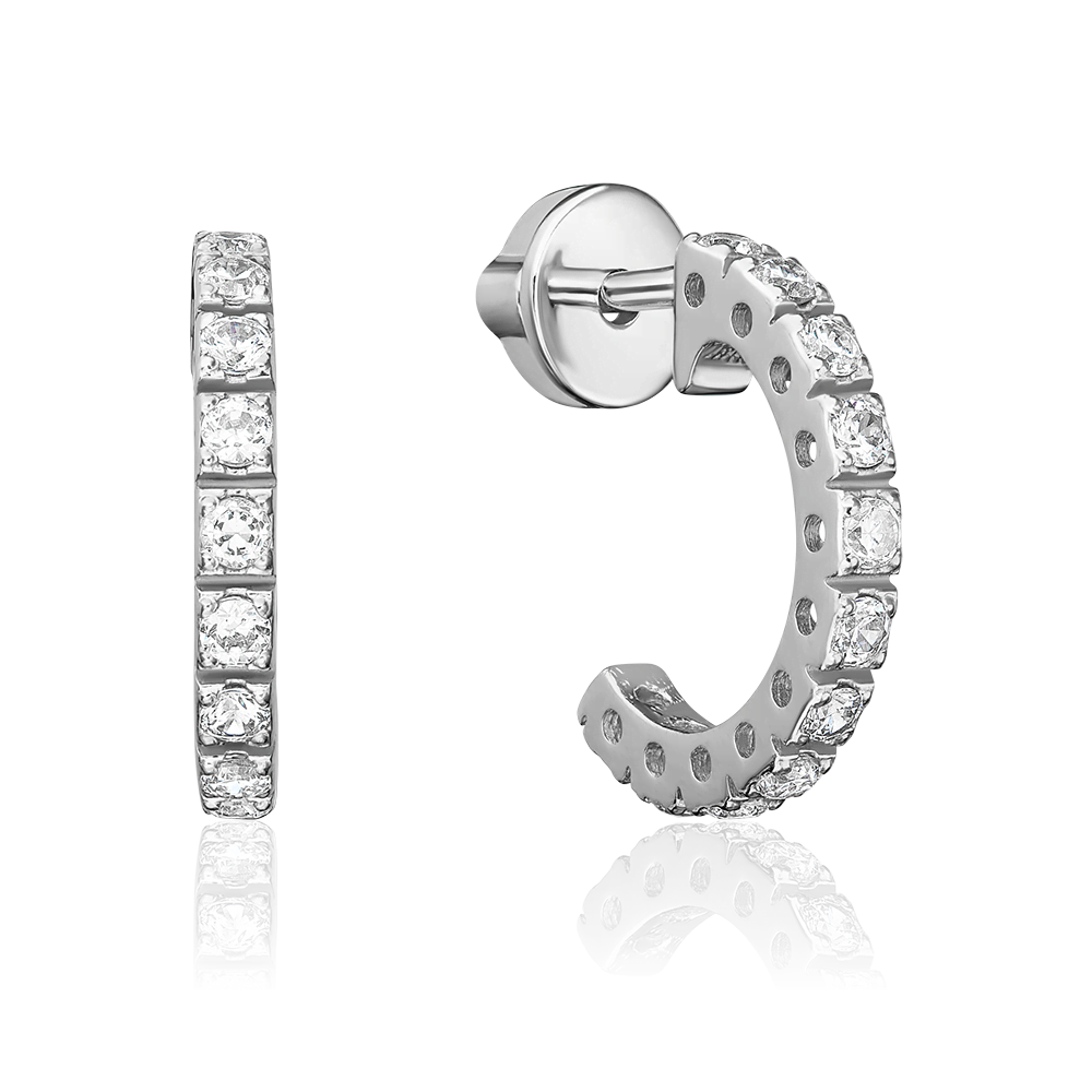 Серьги-пусеты из серебра с фианитами 02-0695-00-401-0200