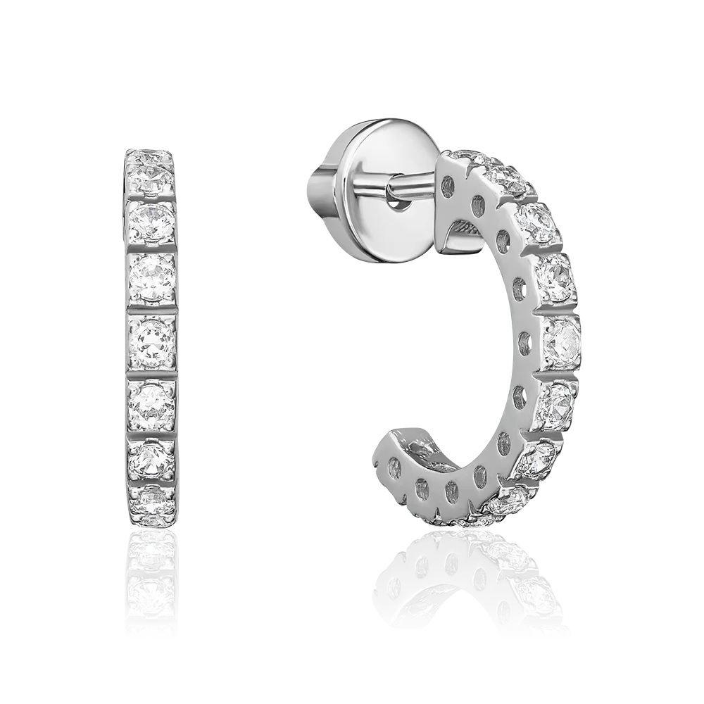 Серьги-пусеты из серебра с фианитами 02-0695-00-401-0200