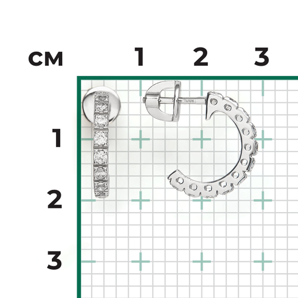 Серьги-пусеты из серебра с фианитами 02-0695-00-401-0200