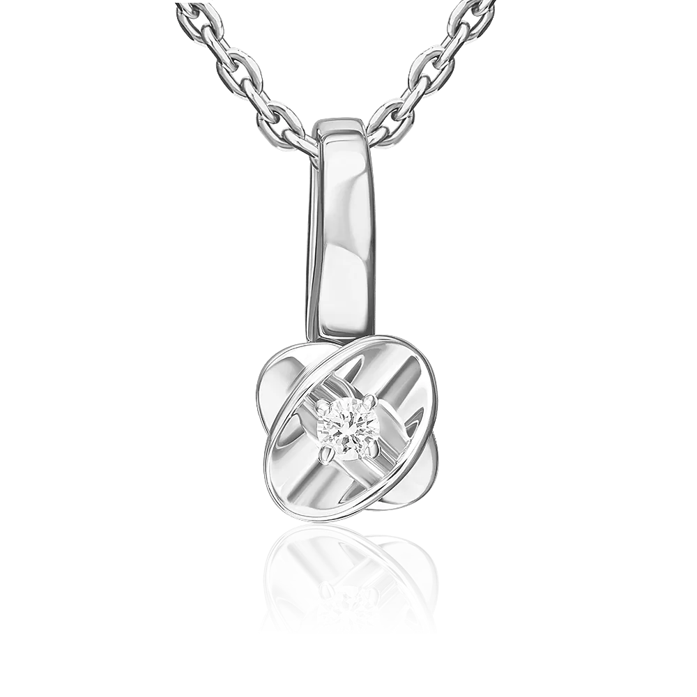 Подвеска из белого золота с бриллиантом 03-3526-00-101-1120