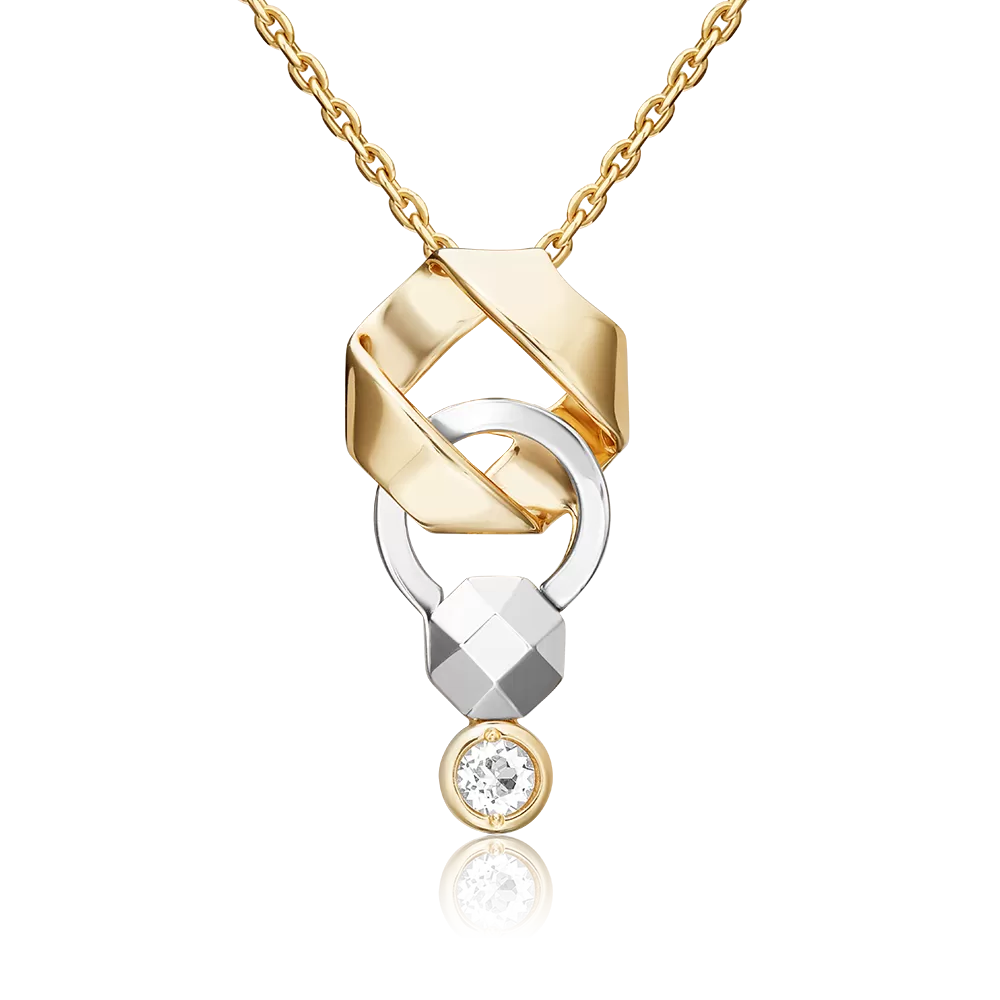 Подвеска из комбинированного золота с натуральным топазом white 03-3373-00-201-1121