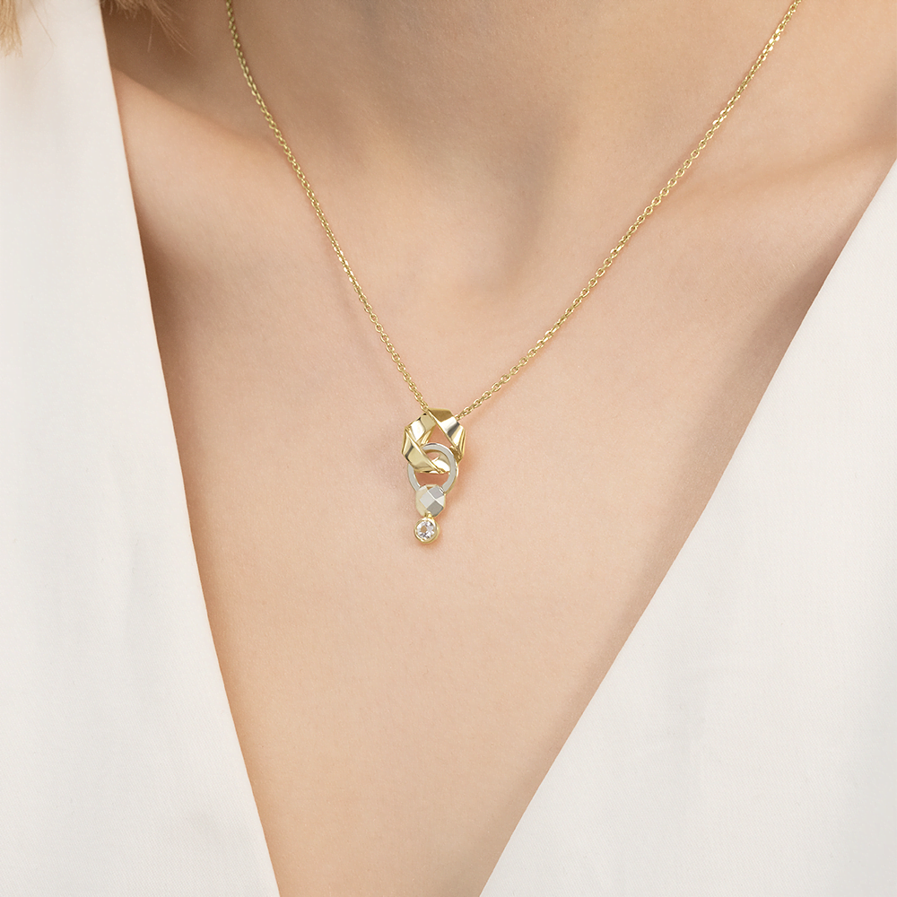 Подвеска из комбинированного золота с натуральным топазом white 03-3373-00-201-1121