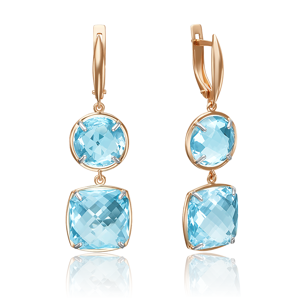 Серьги с английским замком из красного золота с топазами 02-4427-00-201-1110-46