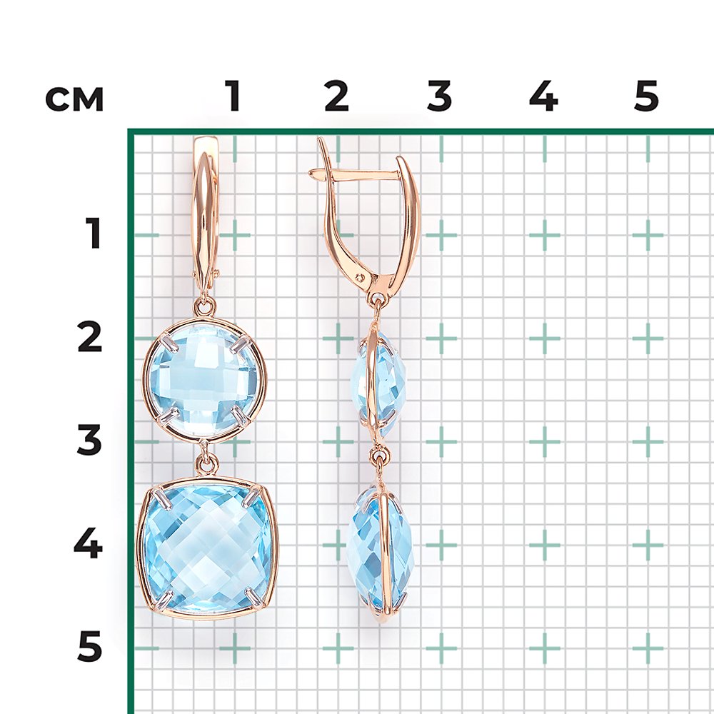 Серьги с английским замком из красного золота с топазами 02-4427-00-201-1110-46