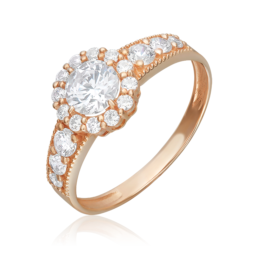 Кольцо из красного золота с фианитами 01-3587-00-401-1110-03