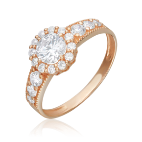 Кольцо из красного золота с фианитами 01-3587-00-501-1110-38