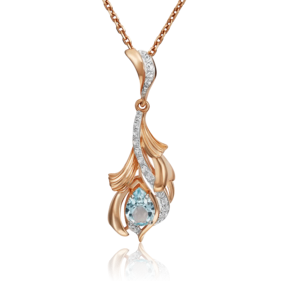 Подвеска «Перо жар-птицы» из красного золота с топазом и натуральными топазами white 03-3109-00-201-1110-57