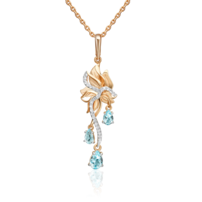 Подвеска из красного золота с топазами и натуральными топазами white