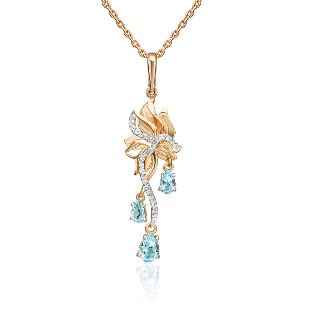 Подвеска из красного золота с топазами и натуральными топазами white 03-3682-00-201-1110