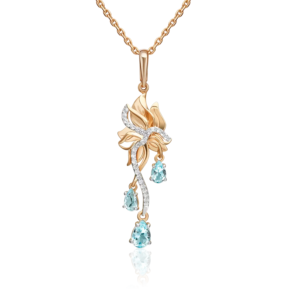 Подвеска из красного золота с топазами и натуральными топазами white 03-3682-00-201-1110