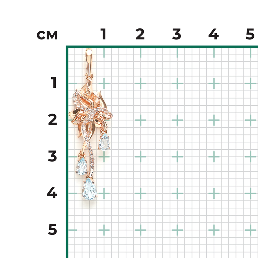 Подвеска из красного золота с топазами и натуральными топазами white 03-3682-00-201-1110