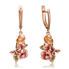 Серьги «Послание лета» с английским замком из красного золота с эмалью 02-4254-00-000-1110-59