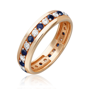 Кольцо из красного золота с бриллиантами и сапфирами 01-1090-00-105-1110-30