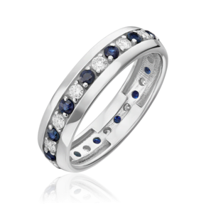 Кольцо из белого золота с бриллиантами и сапфирами 01-1091-00-105-1120-30