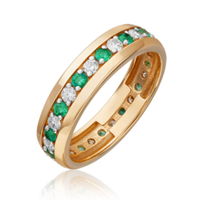 Кольцо из красного золота с бриллиантами и изумрудами 01-1090-00-106-1110-30