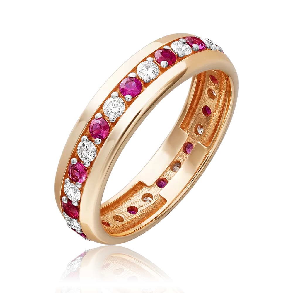 Кольцо из красного золота с бриллиантами и рубинами 01-1090-00-107-1110-30