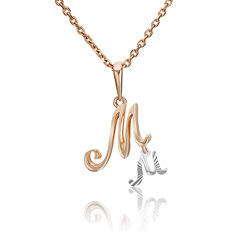 Подвеска «Буква М» из комбинированного золота 03-2950-М-000-1111