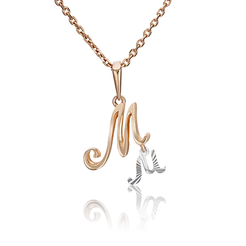 Подвеска «Буква М» из комбинированного золота 03-2950-М-000-1111