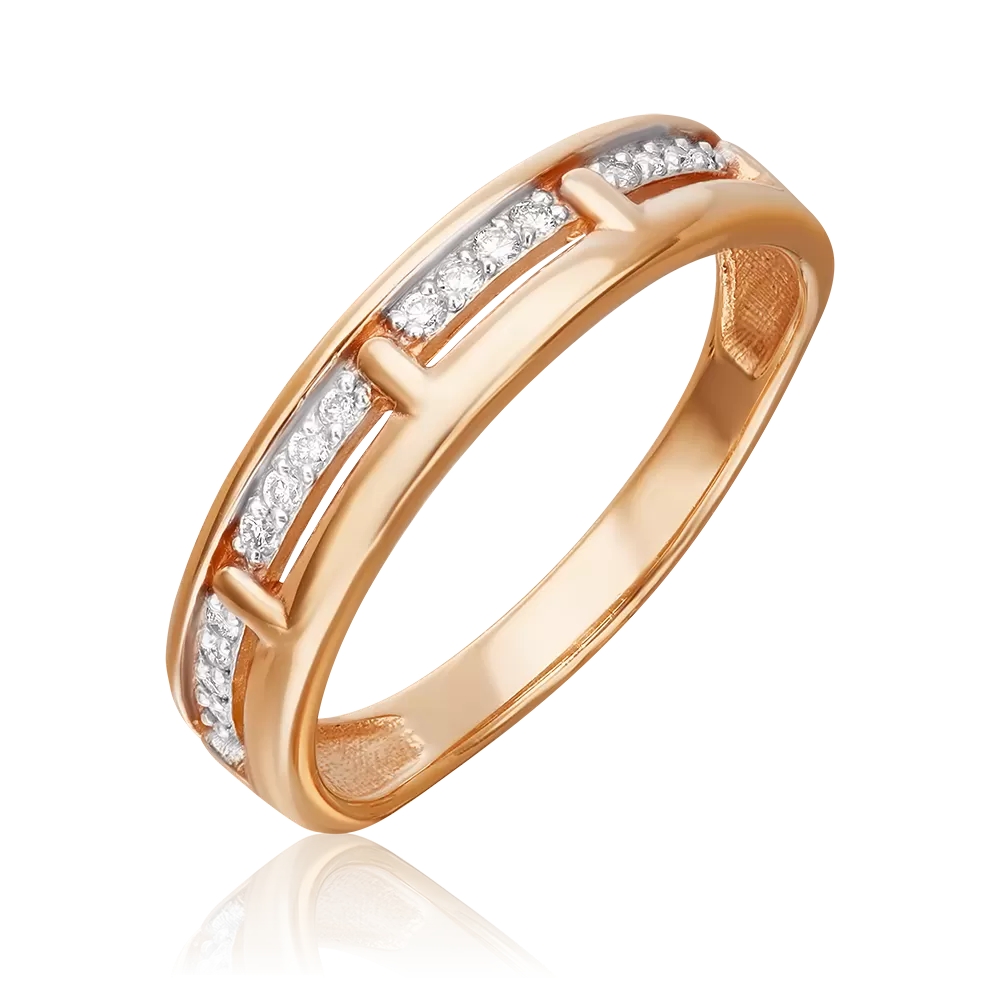 Кольцо из красного золота с бриллиантами 01-0877-00-101-1110-30