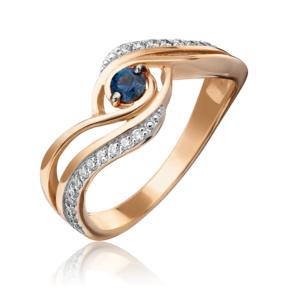 Кольцо из красного золота с сапфиром и бриллиантами 01-0881-00-105-1110-30