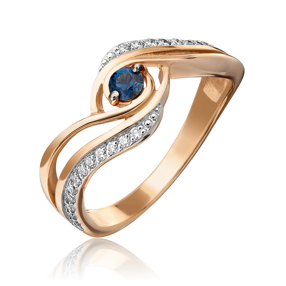 Кольцо из красного золота с сапфиром и бриллиантами 01-0881-00-105-1110-30