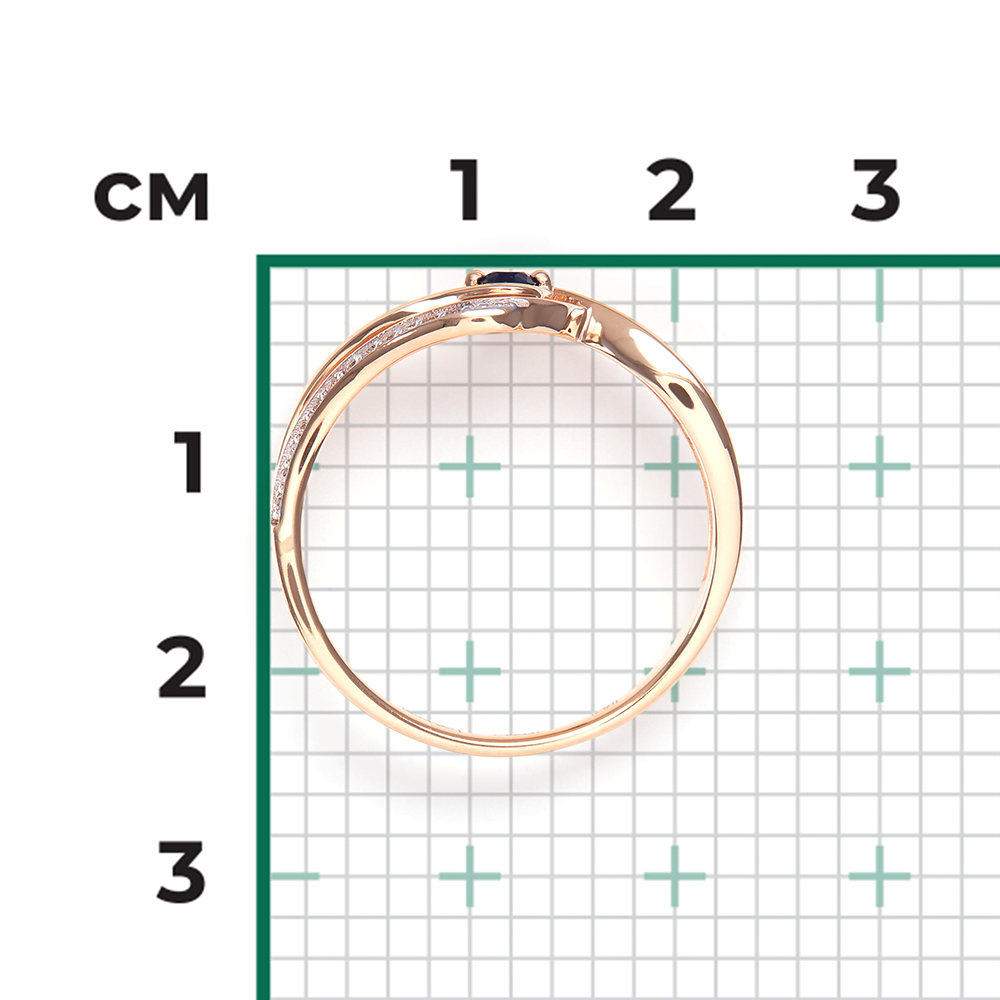 Кольцо из красного золота с сапфиром и бриллиантами 01-0881-00-105-1110-30