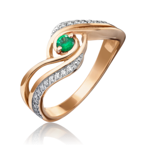 Кольцо из красного золота с изумрудом и бриллиантами 01-0881-00-106-1110-30