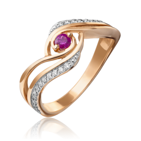 Кольцо из красного золота с рубином и бриллиантами 01-0881-00-107-1110-30