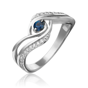 Кольцо из белого золота с сапфиром и бриллиантами 01-0882-00-105-1120-30