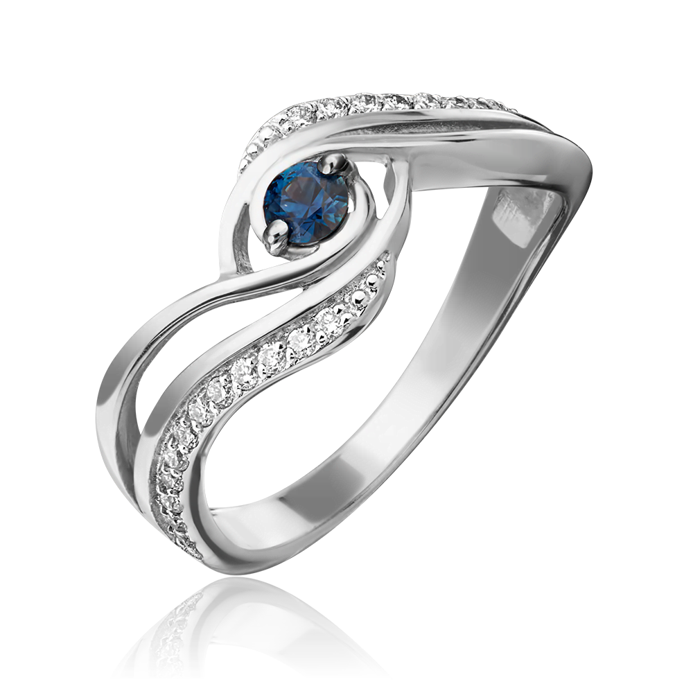 Кольцо из белого золота с сапфиром и бриллиантами 01-0882-00-105-1120-30